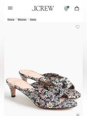 J. Crew Floral Knot Mid-Heel Mules in Black and Pink